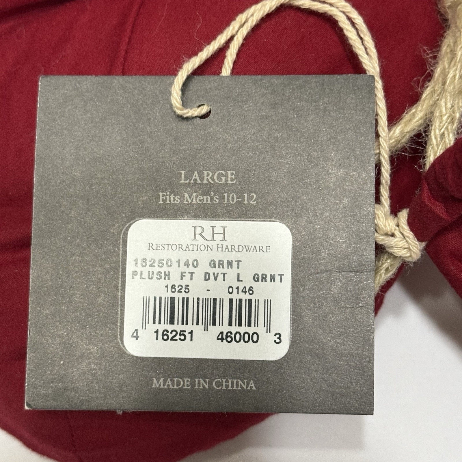 Restoration Hardware Foot Duvets Men’s L 10-12 Garnet Plush Down Slippers New — image 4 of 7